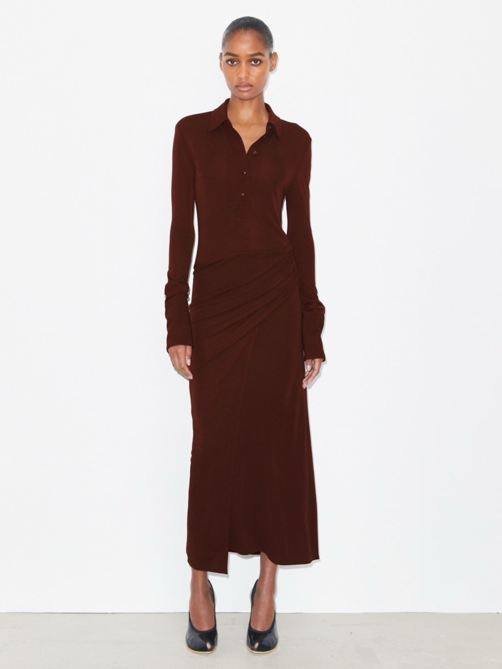 NWT $595 Tory Burch jersey shirtdress - dark sangria